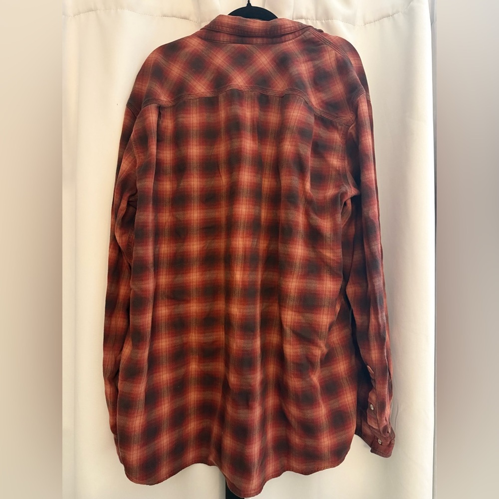 Carhartt Men's Burgundy Plaid Button Down Shirt size 2XL tall - Picture 4 of 4